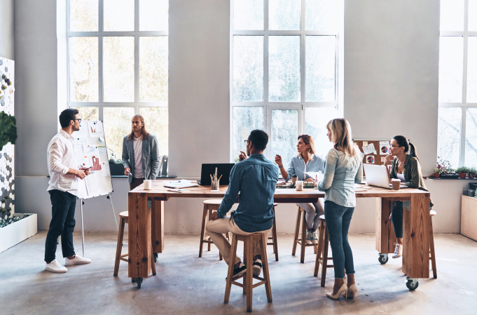 Group discussion around a table