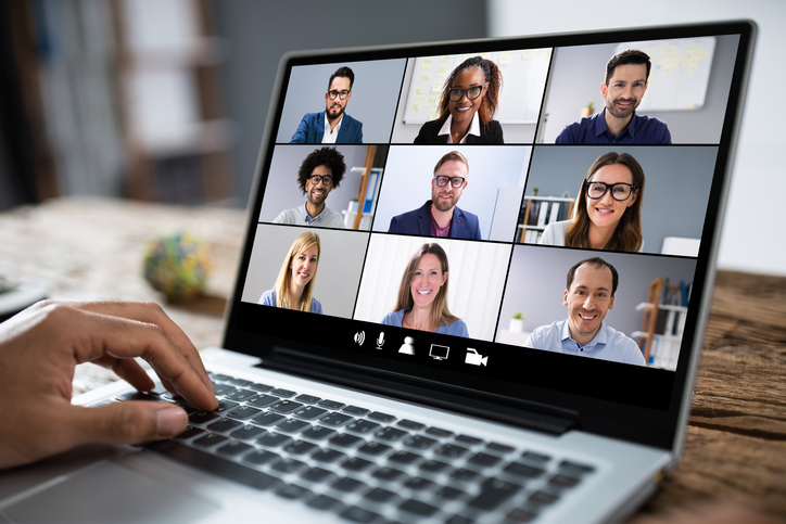 Virtual Zoom call with employees