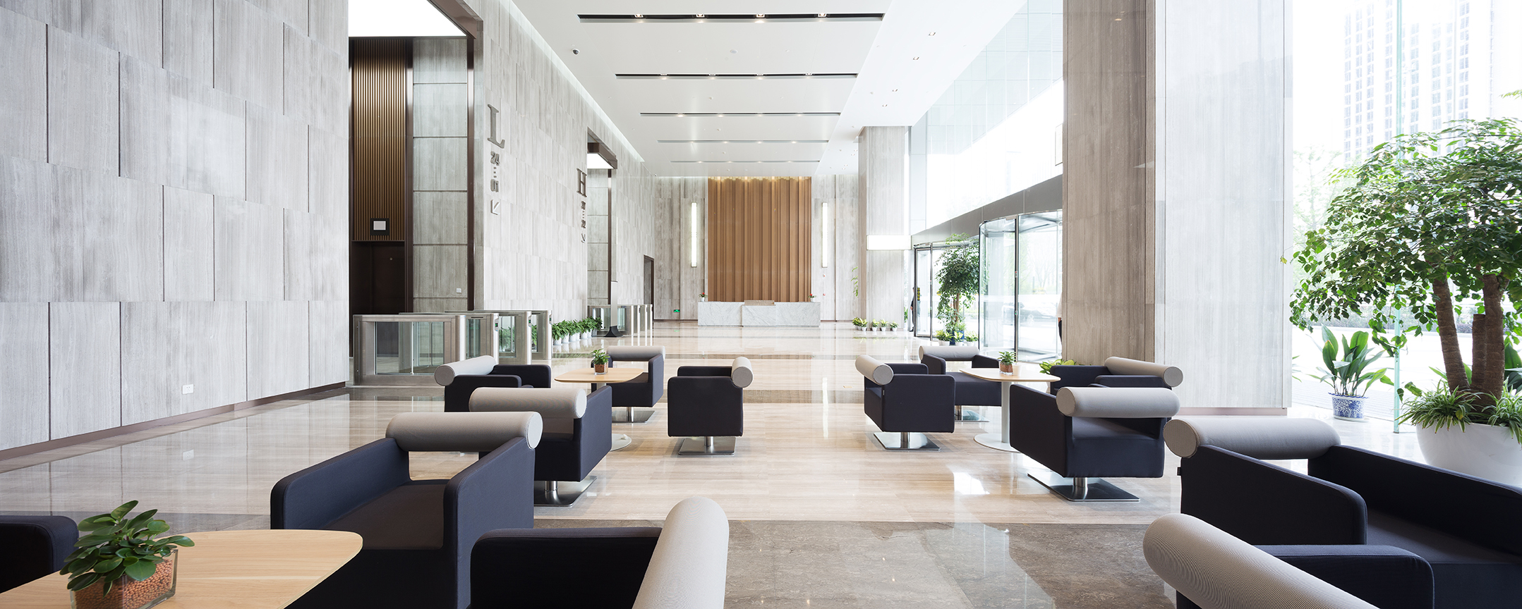 interior of modern entrance hall in modern office building