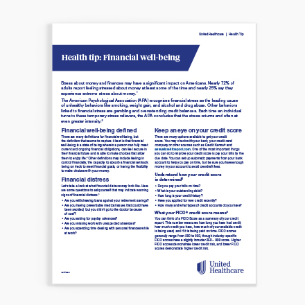 Health tip: Financial well-being