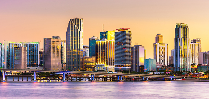 PrestigePEO has an office located in Florida. This is an image of the Miami landscape. This image is part of our webpage that speaks to our presence in different markets across the United States.