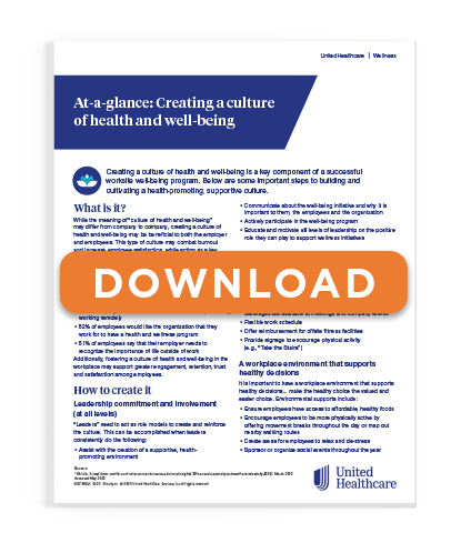 At-a-glance: Creating a culture of health and well-being