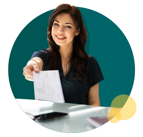 Process First Payroll - Woman giving check