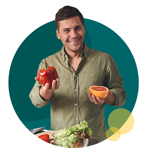 Lifestyle Benefits Image - Male with fruits and vegetables