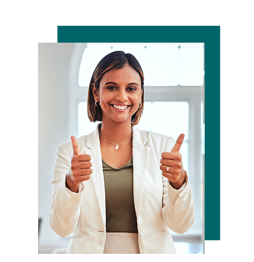 Attractive female giving two thumbs up