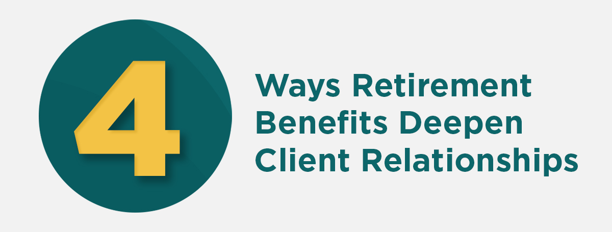 081925 - Retirement Plans - 4 Ways Blog Artwork 4 Ways Retirement Benefits Deepen Client Relationships Inforgraphic