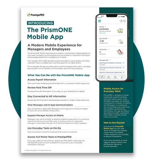 PrismOne Mobile App One-Pager Image Introducing the PrismONE Mobile App